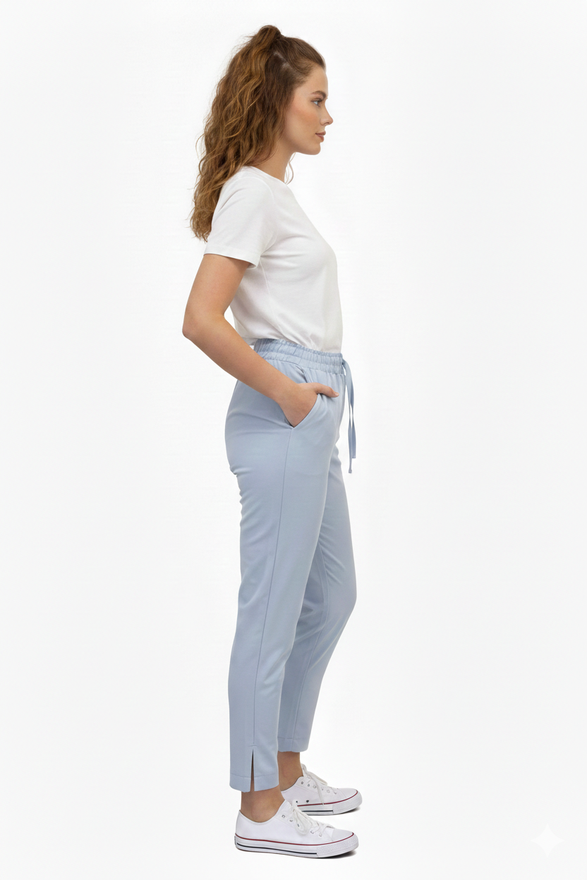 Spodnie cygaretki błękitne wiskoza - obrazek 2