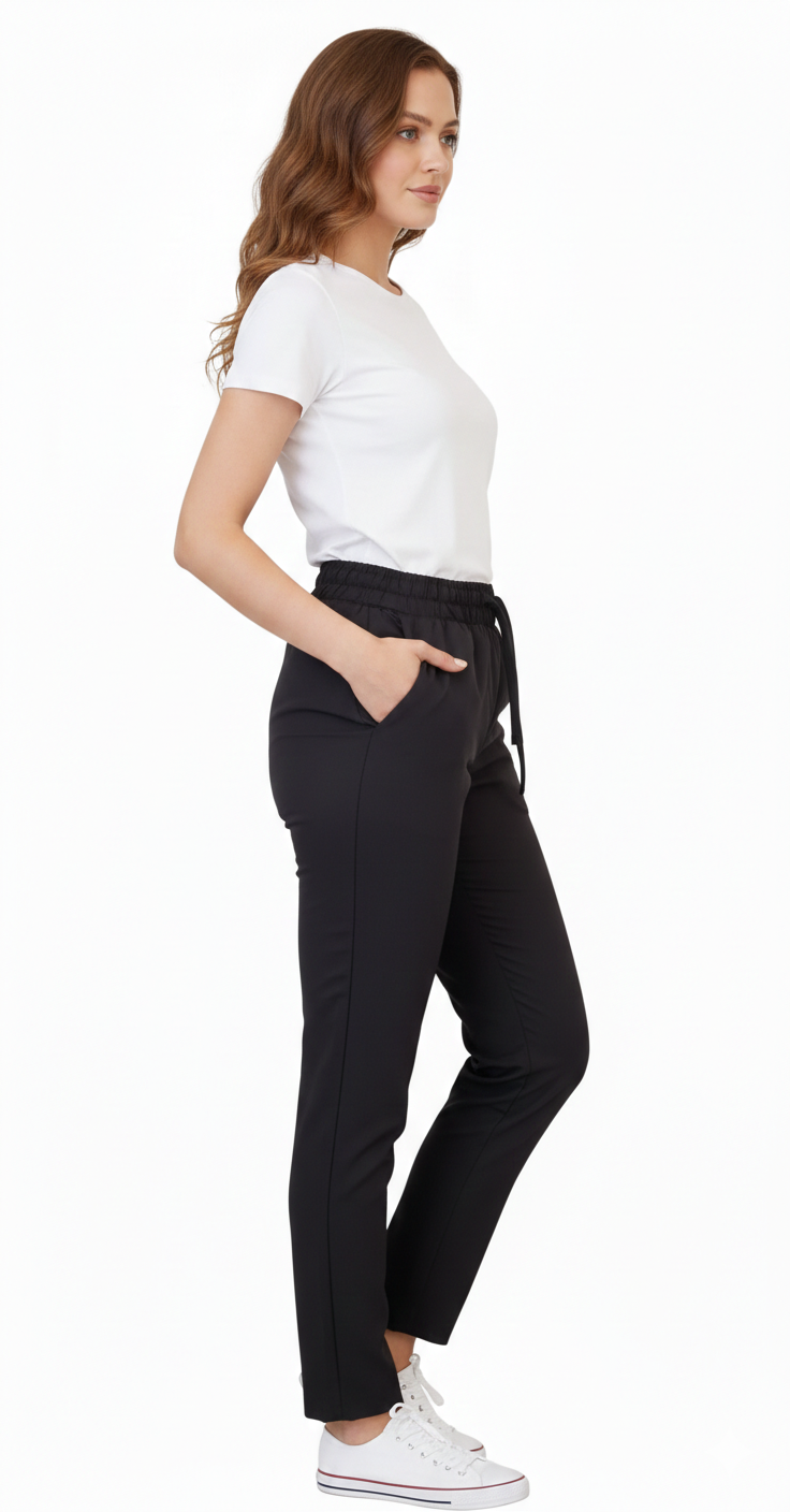 Spodnie Cygaretki czarne wiskoza - obrazek 2