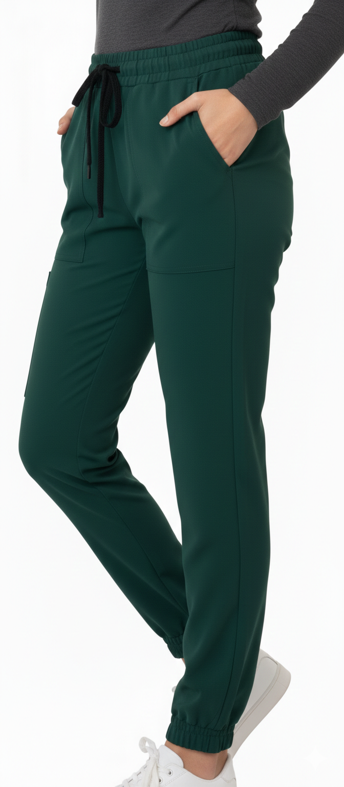 Spodnie Joggery zieleń butelka wiskoza - obrazek 2