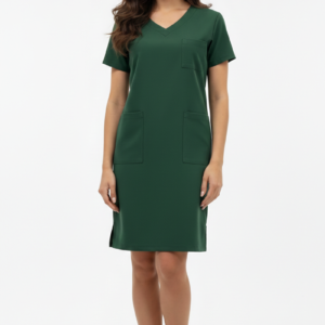 Sukienka zieleń butelka premium wiskoza na troczek wiązana