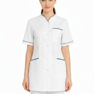 Żakiet biały z lamówką granatową