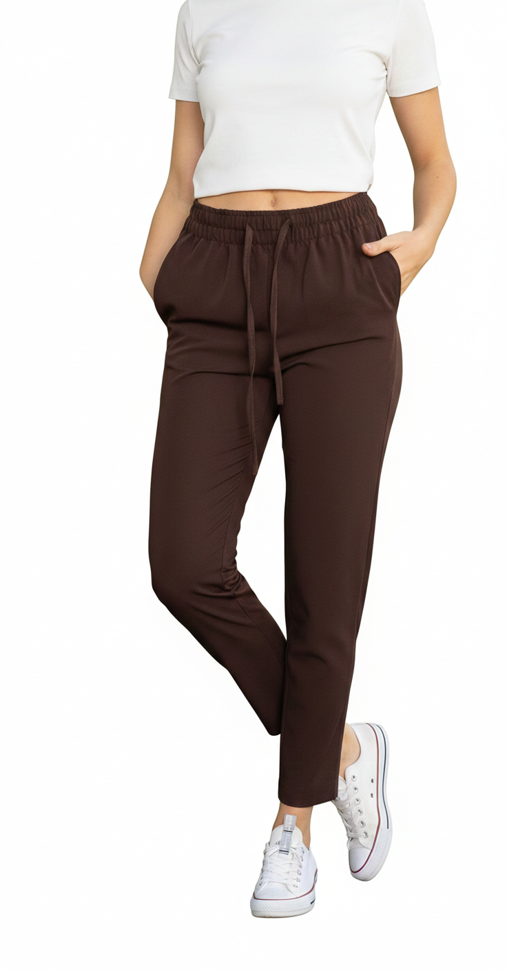 Spodnie cygaretki czekoladowe wiskoza