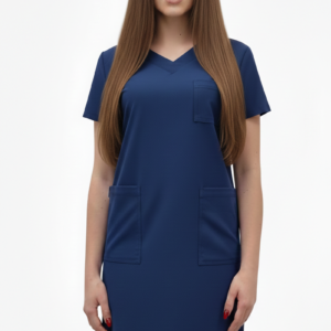 Sukienka granatowa premium wiskoza na trok wiązana