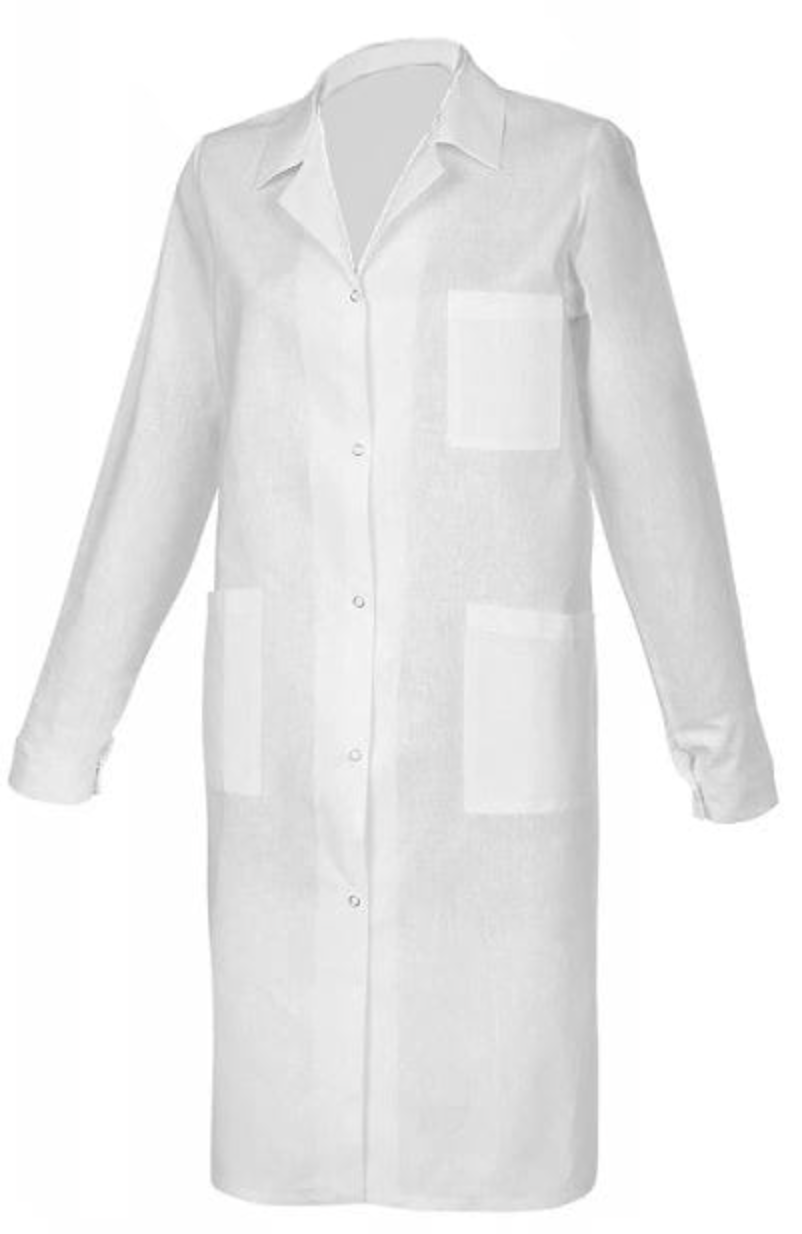 Fartuch medyczny biały 65% poliester/35 bawełna