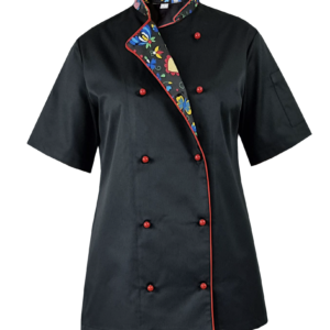 Bluza kucharska damska czarna krótki rękaw
